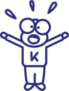 Logo speelpleinwerking Klabetter: een blij mannetje met een K op de trui.