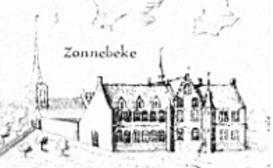 Tekening van de vroegere abdij van Zonnebeke