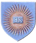 Originele wapenschild van Zonnebeke (zon, letters BK in het midden)