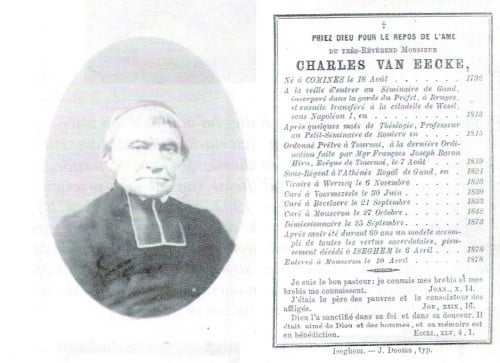 Overlijdensbericht van Charles Van Eecke, overleden op 6 april 1878.